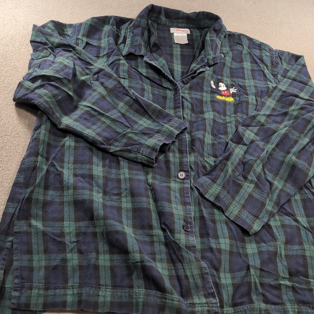 Vintage Disney Mickey Mouse‎ Flannel Embroidered Large - Picture 3 of 7